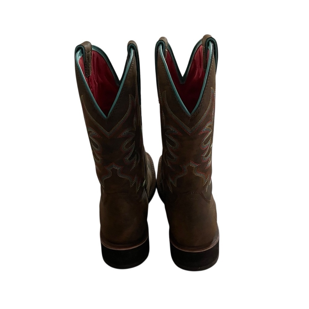 Ariat Delilah Brown and Red Western Boots with Teal Accents Women Size 8.5 - Picture 4 of 9